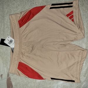 Adidas Tan and Red Athletic Shorts Performance Fit